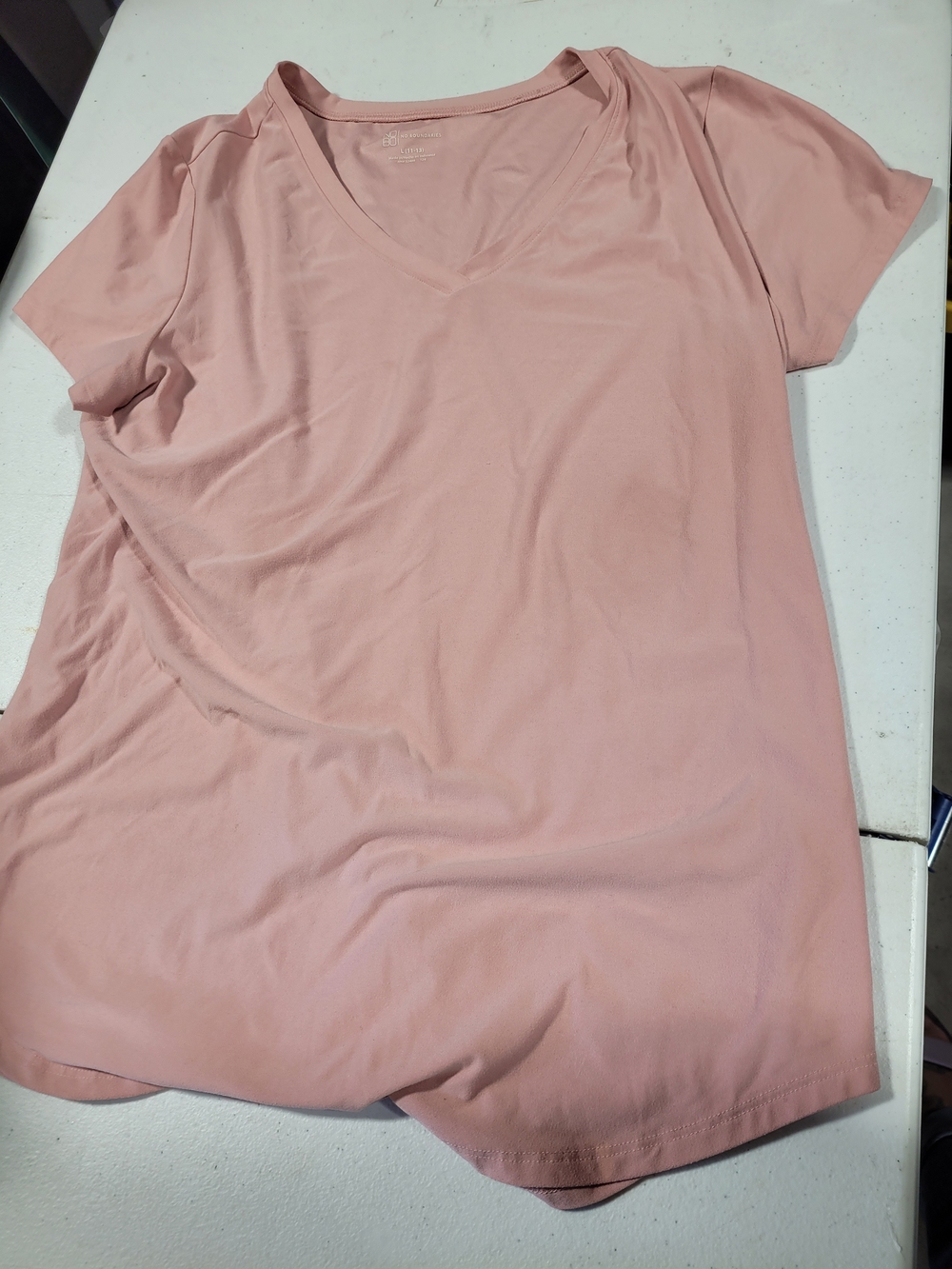 No Boundaries Soft Blush V-Neck Short Sleeve Tee